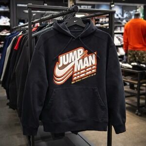 Nike Air Jordan Jumpman Retro Style Hoodie NBA Champs Chicago Bulls Men Black L